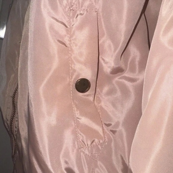 Y2K Baby Pink Satin Full Zip Bomber varsity Jacket Black Vintage Wet Seal Retro - Picture 4 of 6